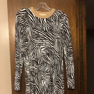 Michael Kors Zebra Sweater Dress with Gold Collar